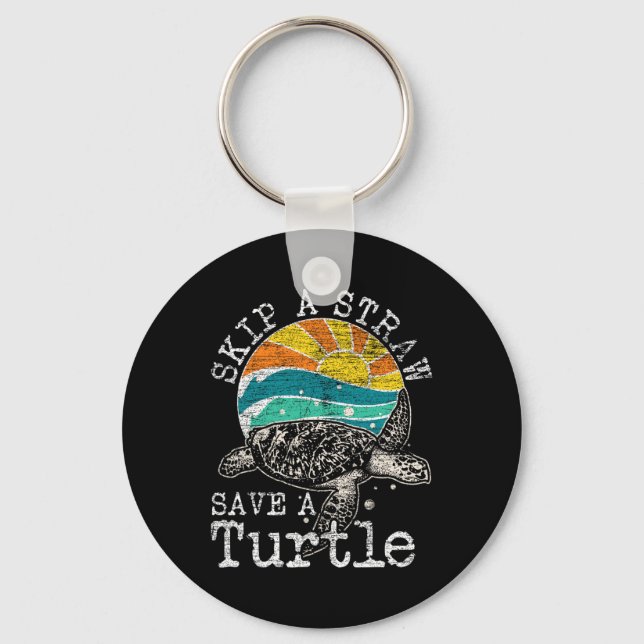 Hoppa över en rå Spara A Turtle Nyckelring (Framsida)