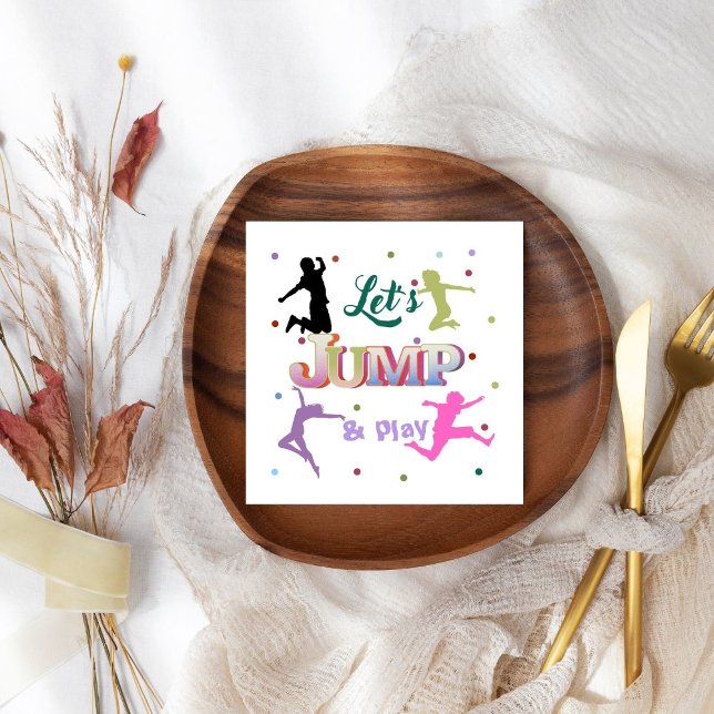 Hoppa över färgfull Födelsedagsfest för Trampoline Pappersservett (Skapare uppladdad)