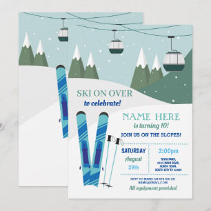 Hoppa över Födelsedagsfest Slopes Ski Snowboard Sn Inbjudningar