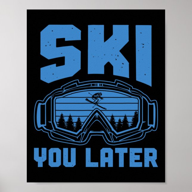 Hoppa över funny Ski, senare Winter Skier Poster (Framsidan)