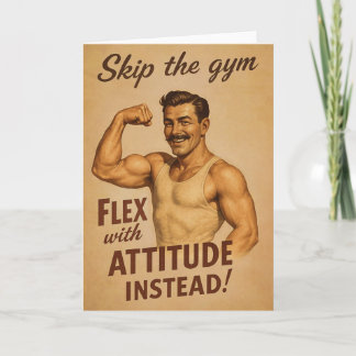Hoppa över gymmet Vintageaffisch | Retro fitnesshu Kort