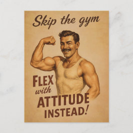 Hoppa över gymmet Vintageaffisch | Retro Fitnesshu Vykort