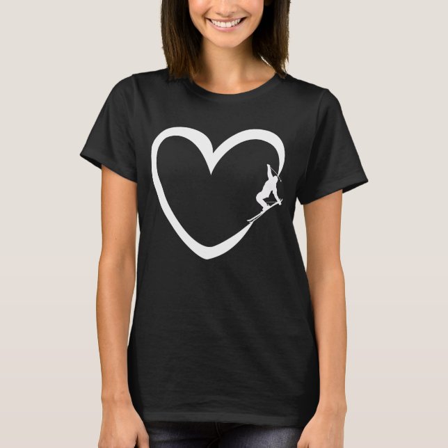 Hoppa över Heart Skier Funny Gift Apres Ski T Shirt (Framsida)