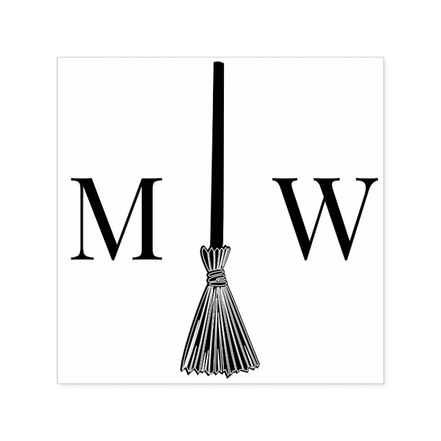 Hoppa över kvastparets bröllop 2 initial monogram självfärgande stämpel (Design)