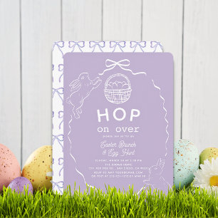 Hoppa över Lavendel Bow Bunny Påskbrunch Inbjudningar