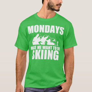 Hoppa över måndag Ski Slope Funny Say Skier Gift T Shirt