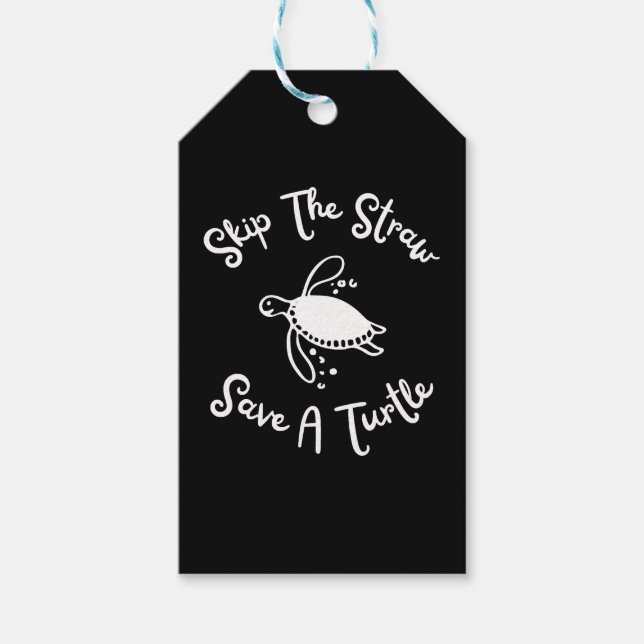 Hoppa över Sparan Straw A Turtle Cute Zero Slösa Presentetikett (Framsidan)