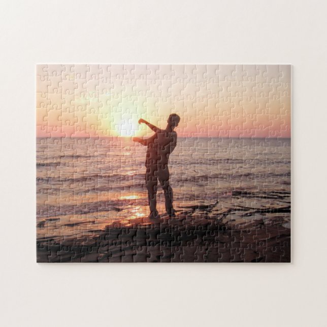 Hoppa över stenar i Sunset Puzzle Pussel (Horisontell)