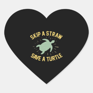 Hoppa över Straw Spara a Turtle Hjärtformat Klistermärke