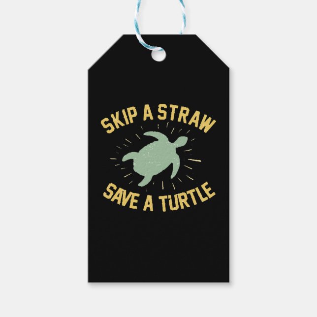 Hoppa över Straw Spara a Turtle Presentetikett (Framsidan)