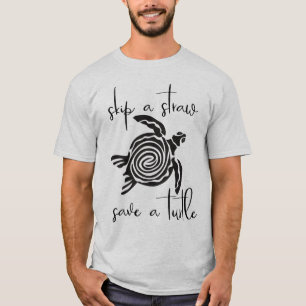 Hoppa över sugrör rädda en sköldpadda t shirt