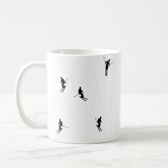 Hoppa över tema Modern Black & White Ski Skiers Kaffemugg (Vänster)