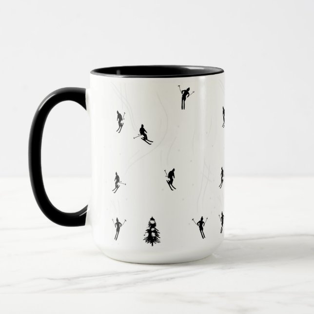 Hoppa över tema Modern Black & White Ski Skiers Mugg (Vänster)
