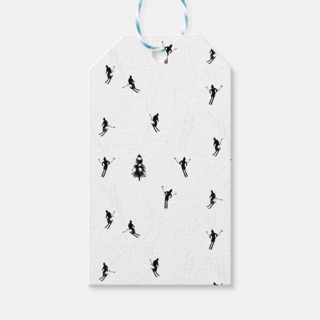 Hoppa över tema Modern Black & White Ski Skiers Presentetikett (Framsidan)