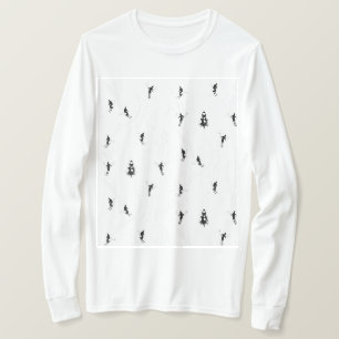 Hoppa över tema Modern Black & White Ski Skiers T Shirt