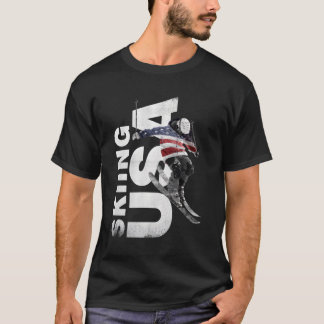 Hoppa över USA stödja teamet Tshirt USA flagga Ski T Shirt