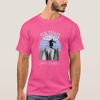 Hoppa över Vintagen Blue Sunset Ski Cross country  T Shirt