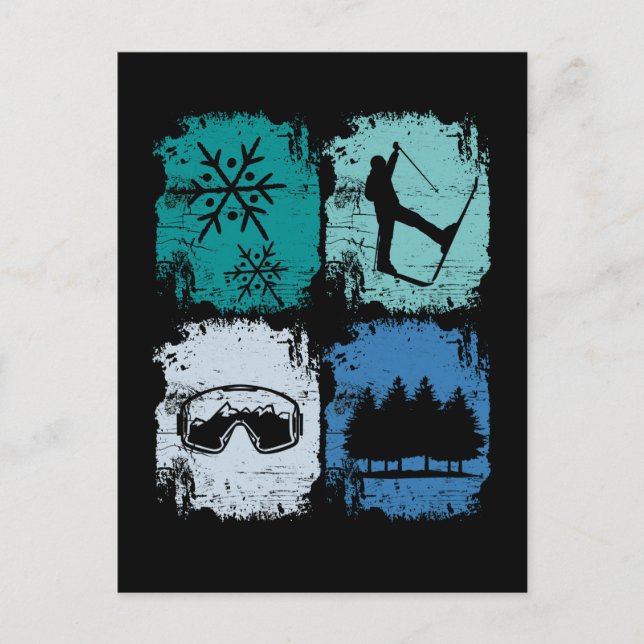 Hoppa över vintersportar vykort (Framsida)