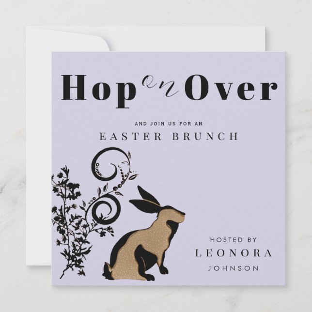 Hoppa På Modern Kanin Påskbrunch Inbjudningar (Framsida)