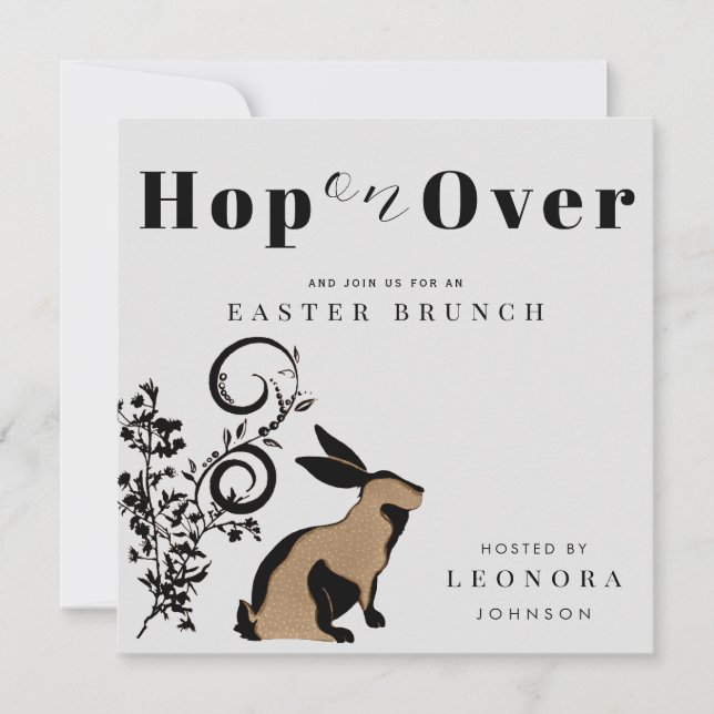 Hoppa På Modern Kanin Påskbrunch Inbjudningar (Framsida)