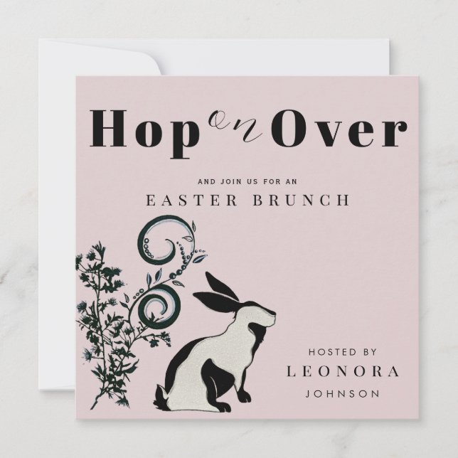Hoppa På Modern Kanin Påskbrunch Inbjudningar (Framsida)
