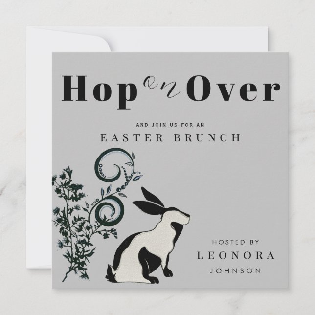 Hoppa På Modern Kanin Påskbrunch Inbjudningar (Framsida)
