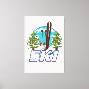 Hoppa, skidan poster logotyp. canvastryck
