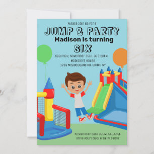 Hoppa Studsa Party Studshus Pojkar Födelsedag Inbjudningar