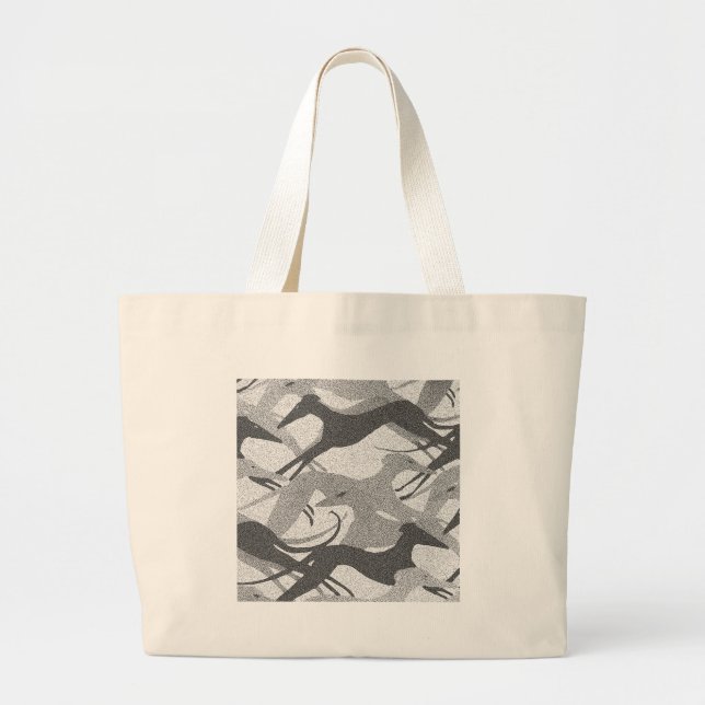 Hoppa svärtar hundar - grå färg jumbo tygkasse (Framsidan)