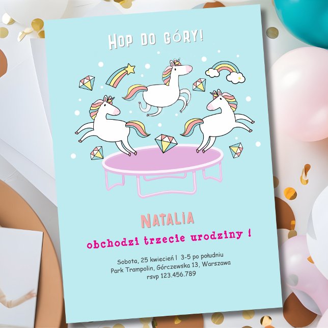 Hoppa till himlen, studsmatta födelsedagsinbjudan inbjudningar (Skapare uppladdad)