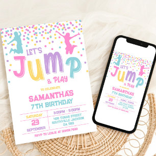 Hoppa Trampolin Studs Fest Barn Kalas Inbjudningar