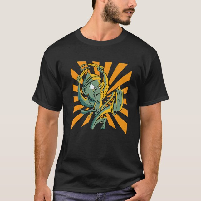Hoppande apa karate t shirt (Framsida)
