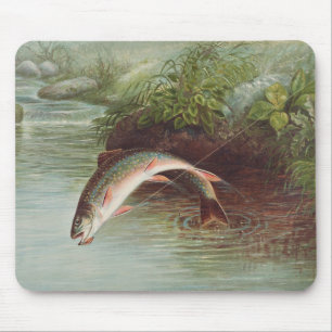 Hoppande bäcköring av S.A. Kilbourne Vintage fisk Musmatta