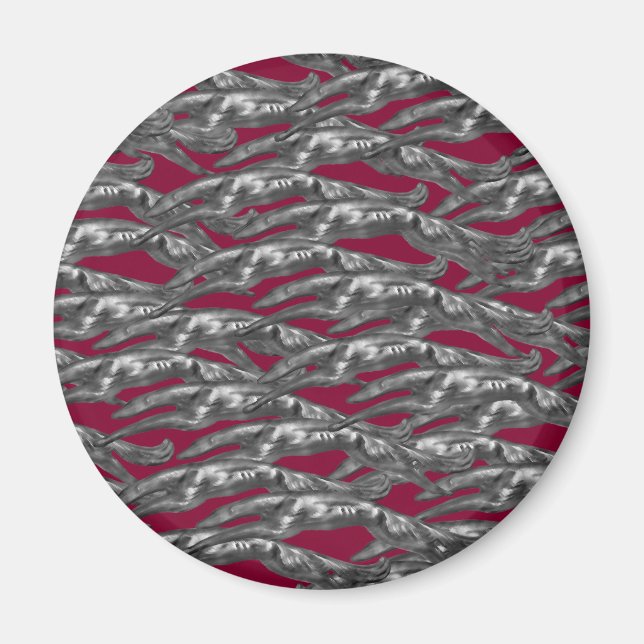 Hoppande Borzoi Magnet (Framsidan)