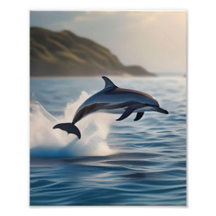 Hoppande delfin: En glädjens dans i havet Fototryck