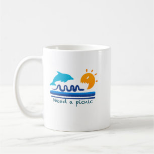 Hoppande delfiner strand illustration strukturerad kaffemugg