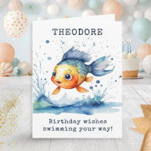 Hoppande Fisk Färgglad Barnkalas Personlig