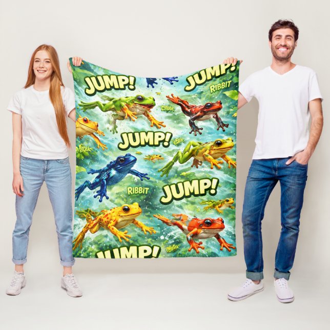 Hoppande grodor hoppar nitfix täcke design fleecefilt (På plats)