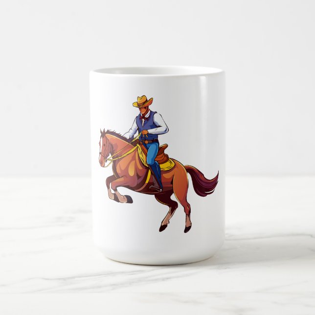 Hoppande häst med mannen kaffemugg (Center)