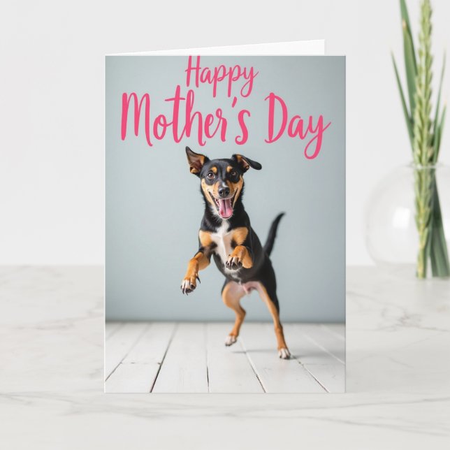 Hoppande Hund Morsdagskort Kort (Framsida)