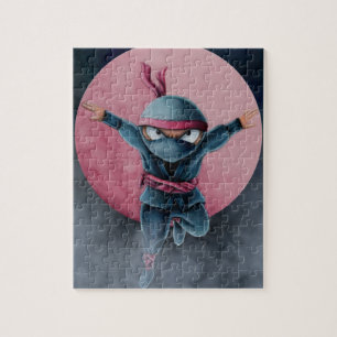 Hoppande Ninja Röd Måne  Pussel
