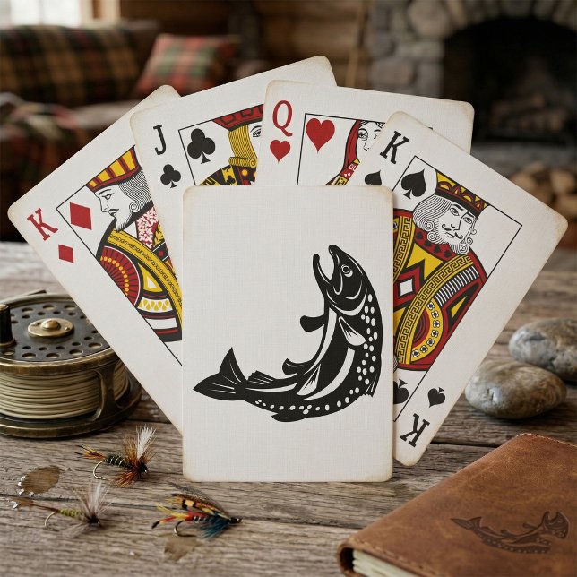 Hoppande Öring Fisk Siluett Casinokort (Skapare uppladdad)