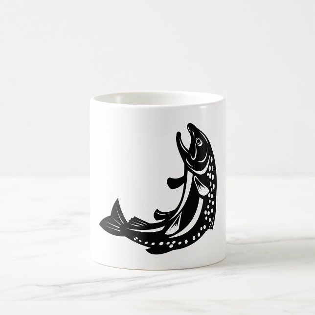 Hoppande öringfisk Siluett Kaffemugg (Skapare uppladdad)