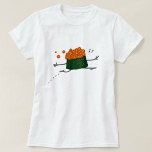 Hoppande over roliga Sushi för laxfiskrom T-shirt