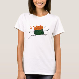 Hoppande over roliga Sushi för laxfiskrom T-shirt