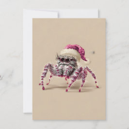 Hoppande spindel som bär jultomtehatt julkort