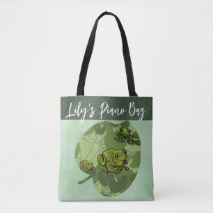 Hoppar iväg för att öva Frog and Lily Pad Tote Tygkasse