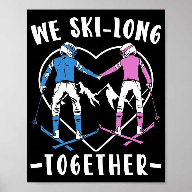 Hoppar över ett par vi Ski-Long tillsammans Skier  Poster (Framsidan)