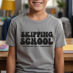 Hoppar över School Funny Homeschool Retro Stil T Shirt