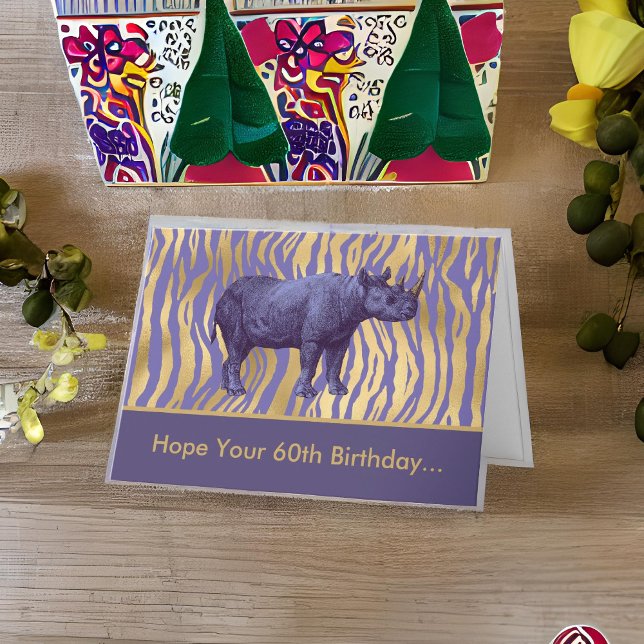 Hoppas att din 60-årsdag är Vildens Lila Rhinocero Kort (Skapare uppladdad)